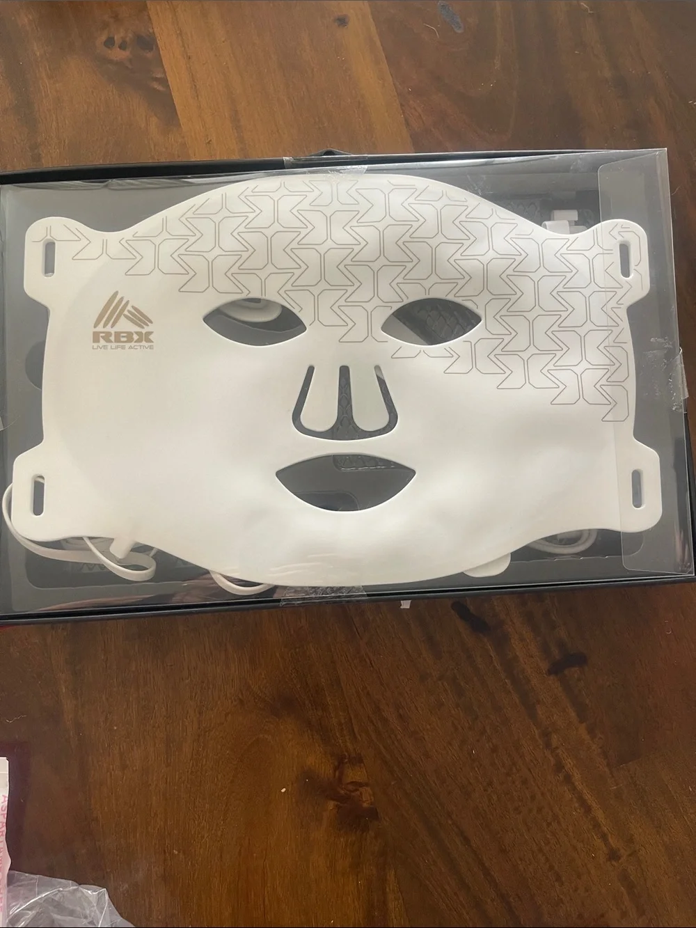 RBX White LED Light Therapy Facial Mask with Red Accent